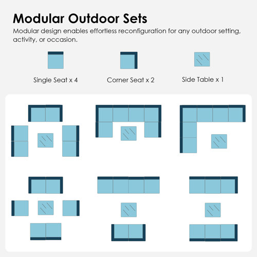 Latitude Run® 7 Piece Rattan Sectional Seating Group with Cushions